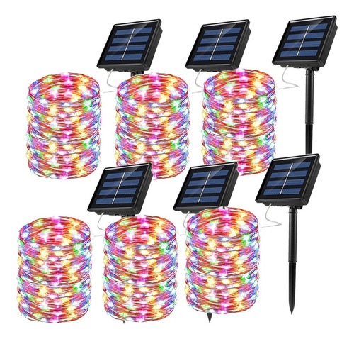 0 Paquete De 6 Luces De Navidad Led Con Energía Solar 6x20m