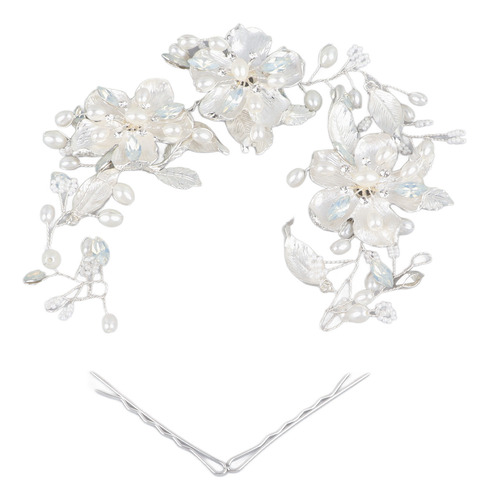 Horquilla De Boda Con Flores Y Perlas Artificiales