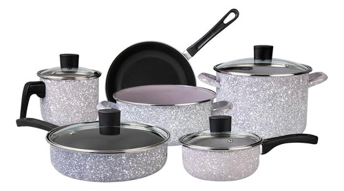 Bateria De Cocina Cinsa Granito Artesanal Rosa 10 Piezas