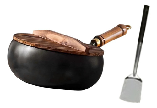 A 9.45 '' Wok De Fondo Plano De Hierro Wok Con Manija De