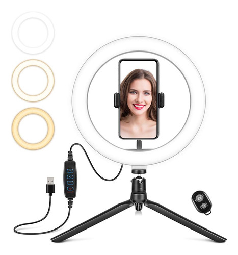 Crenova Anillo Luz Led 10 Para Selfie Vivo Streaming Video