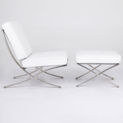 Sillon Barcelona 1 Cuerpo + Apoyapiés Otomano Blanco