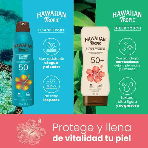 Protector Solar Hawaiian Tropic Sheer Touch 50 Spf 240 Ml
