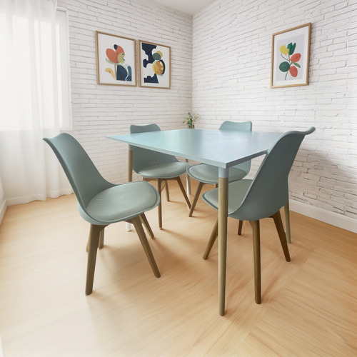 Combo Mesa Kaunas + 6 Sillas Tulip Combo Nórdico 120 Cm Blanco/negro Liso