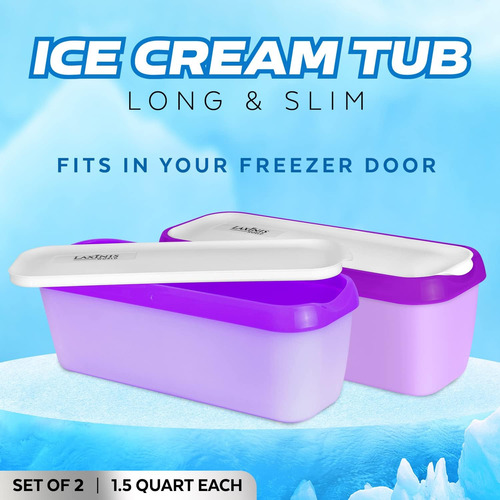 Envases De Helado Paquete De 2 Contenedores De Plastico P...