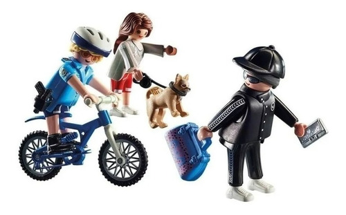 Imagen 2 de 7 de Playmobil Bici Policial Persecucion Ladron 70573 City Action
