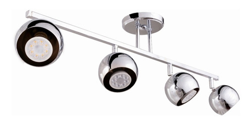Imagen 6 de 8 de Plafon Spot Bocha 3 Luces Acero Inox Movil Apto Ventilador