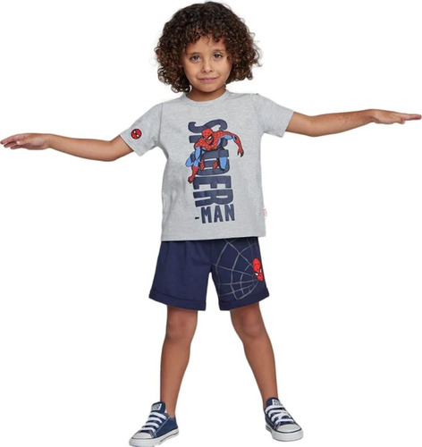 Conjunto Short Y Playera Spiderman Niños Marvel 1198229 Gris Liso 2 Años