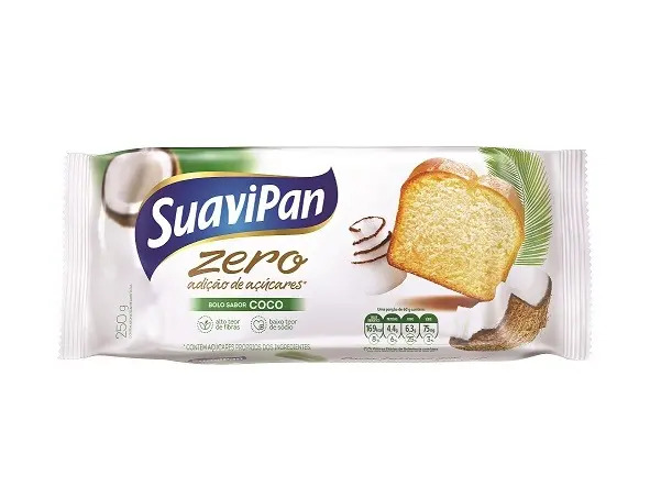 Bolo Sabor Coco Zero Adição De Açúcares Suavipan 250g.