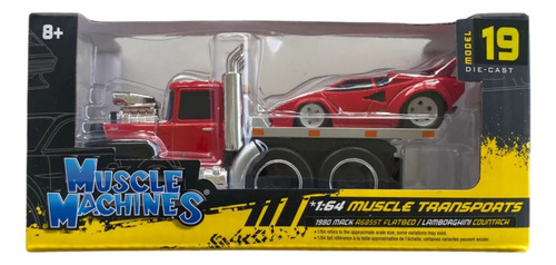 Miniatura Caminhão Mack R685st 1980 E Lamborguini Countach 1 Cor Vermelho