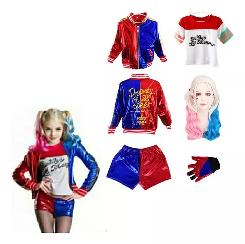 Fantasia Arlequina Luxo Infantil Esquadrão Harley Quinn Kids