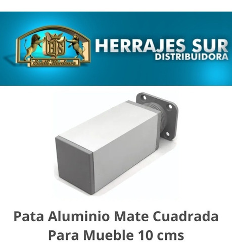 Imagen 5 de 10 de Pata Aluminio Mate Cuadrada Para Mueble 10cm Regulable
