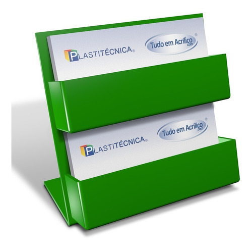 Porta Cartão De Visita Acrílico Verde Puro 100% Com 2 Bolsas