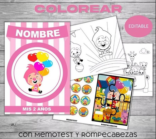 Kit Para Colorear Editable Para Imprimir De Plim Plim Rosa