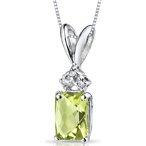 14 Quilates De Oro Blanco Radiante Cut 1,00 Quilates Peridot