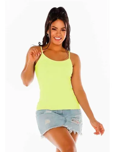 Camiseta B sica De Tiras En Algod n Lycrado dama X 3 Und