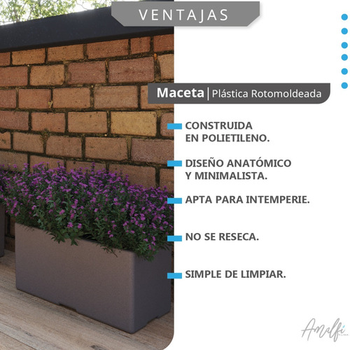 Maceta Plástica Rotomoldeada Jardinera N 40 Moderna Amalfi