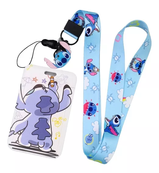 Gafete Lanyard Cinta Porta Credencial Identificacion Stitch