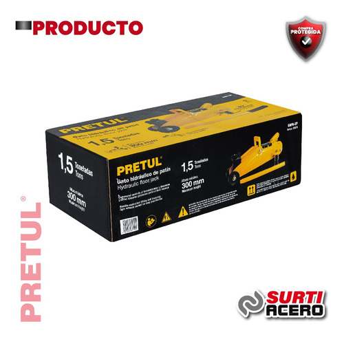 Gato Hidráulico De Patín 1.5t, 32 Movimientos, Pretul 22070