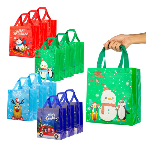 Latibell 12 Bolsa Reutilizabl Navidad Regalo S No Tejida Asa