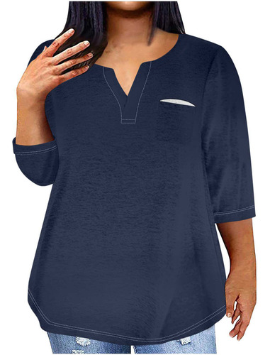 Blusa Sexy Con Cuello En V Para Mujer, Talla Grande, De Vera