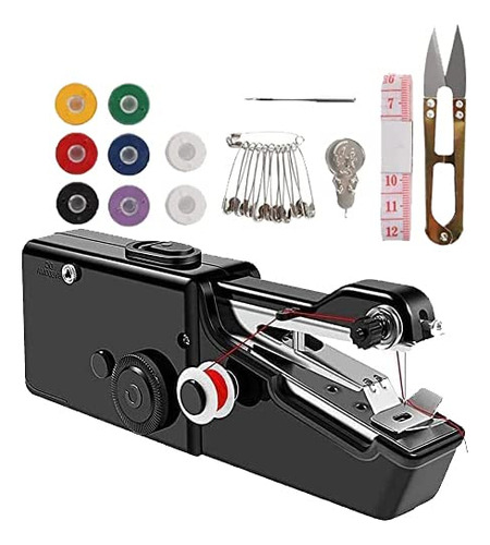 Black Handheld Sewing Machine, Mini Portable Electric Sewin. Color Negro