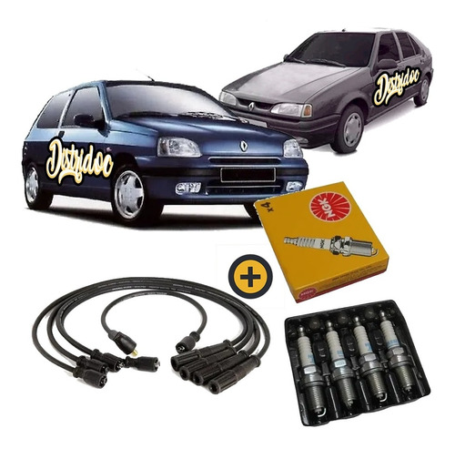 Kit Cables Silicona+4 Bujias Ngk Renault R19 Clio 96/99 1.6i