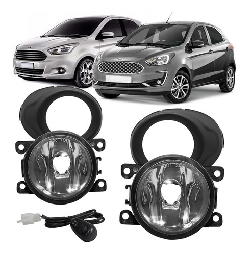 Kit Farol Milha Ka 2014 2015 2016 17 18 19 20 21 Com Moldura