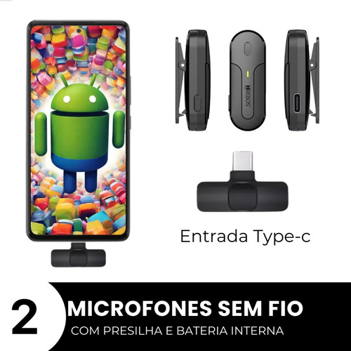 Microfone Lapela Sem Fio Profissional Hrebo If-209 Tipo-c