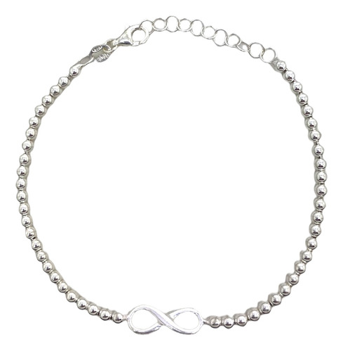 Pulsera Bolitas Con Dije Infinito 20cm Plata Italiana 925