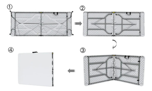 Mesa Rectangular Plegable Plástico Duro 1.80 Metros