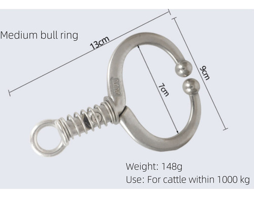 , 6pcs Anillo For Nariz Ganado Acero Inoxidable,tamaño Medio