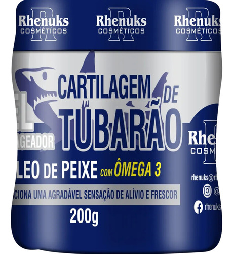  Gel Massageador Cartilagem De Tubarão Ômega 3 Rhenukus 200g