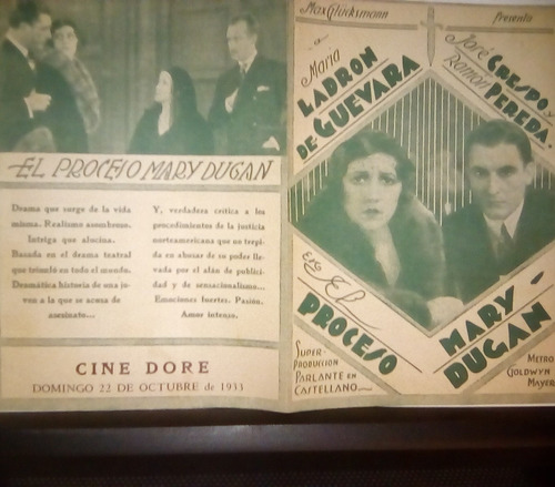 Programa De Cine  El Proceso Mary Dugan  Original 1933