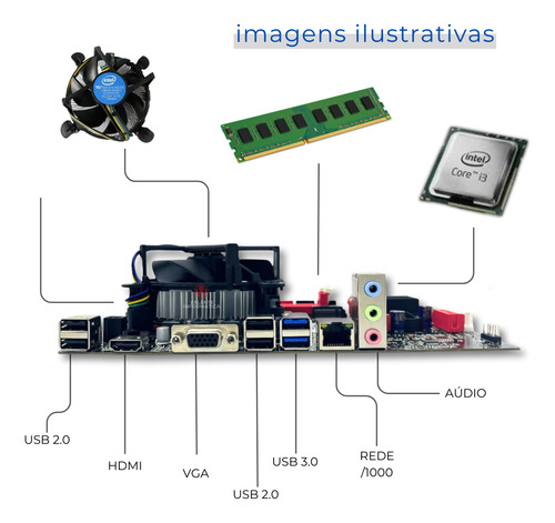 Kit Pl Mãe 1151 + Proc I3 8100 + Mem 8gb Ddr4 + Ssd 240gb