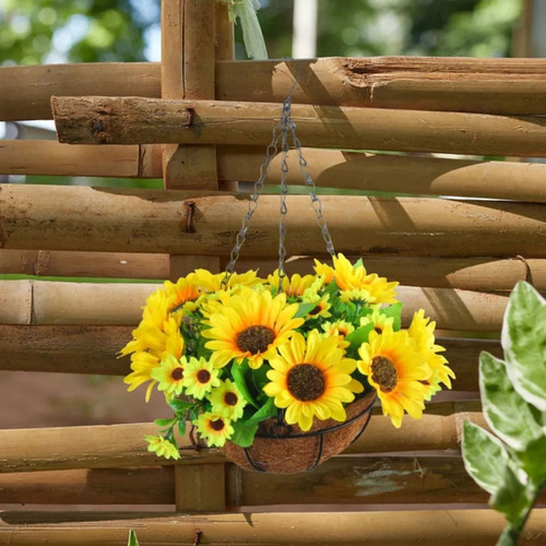 Cesta Colgante De Flores De Margaritas Artificiales, Planta