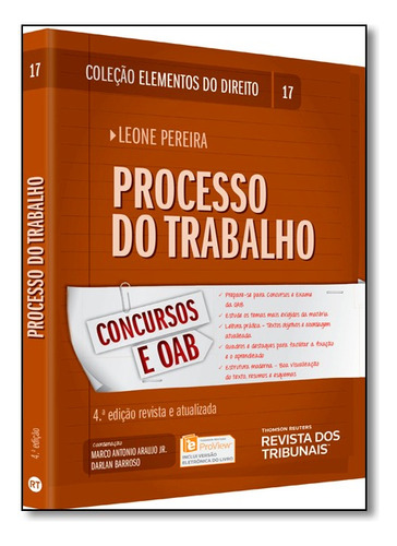Processo Do Trabalho (elementos Do Direito - Vol. 17), De Vários. Editora Revista Dos Tribunais, Capa Mole Em Português