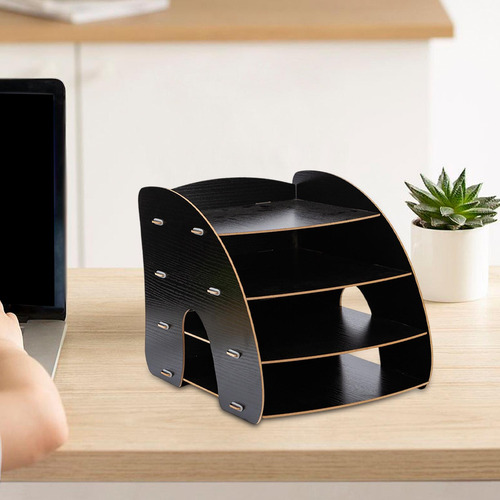 Organizador De Escritorio Para Archivadores, Estante Negro