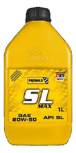 Lubrificante Mineral 20w50 Api Sl Promax Bardahl 1lt