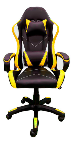 Cadeira Ergonomica Ajustavel Giratoria Reclinavel Laranja Cor Amarelo Material Do Estofamento Couro Sintético