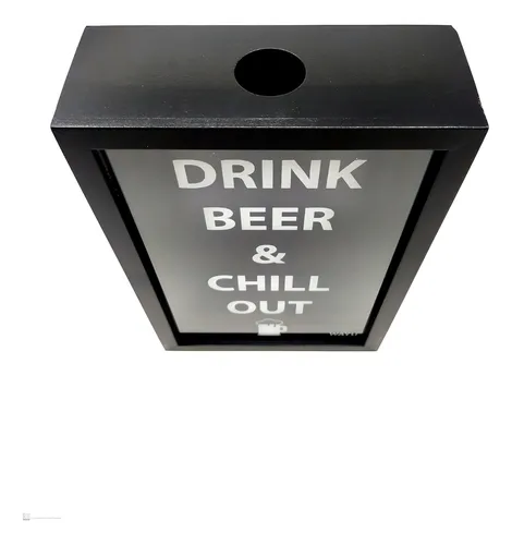 Cuadro Guarda Tapas De Cerveza Wayu 30x20cm Premium Quincho Color Negro