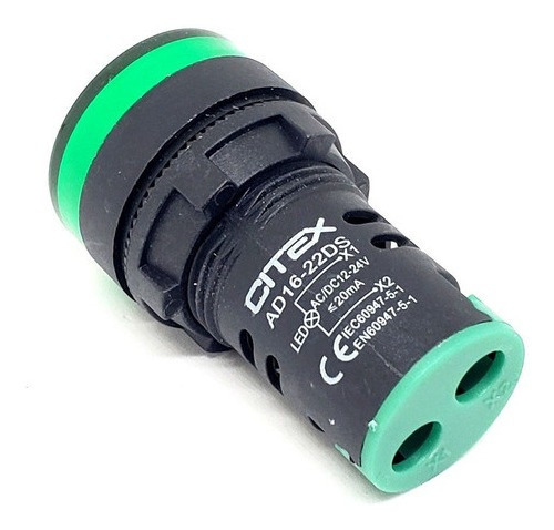 Ad16-22ds-g 110-220v Sinaleiro Led Verde Ø22mm C/ 10 Peças