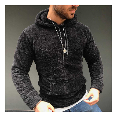 Sudadera Slim Fit De Felpa Para Hombre En Colores Lisos