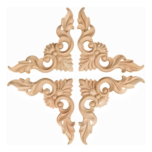 Apliques De Madera Decorativos 10x10cm - 4 Unidades