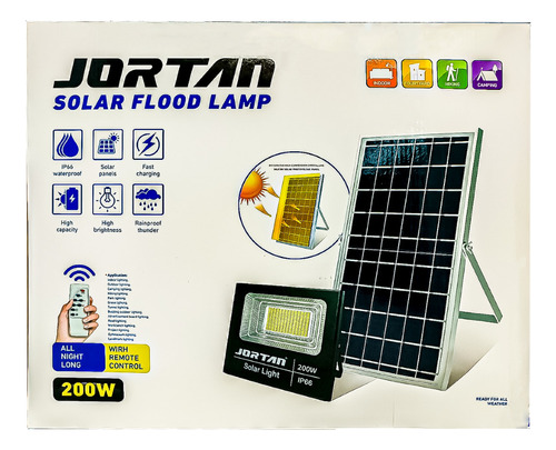 Foco Led Ip66 200w + Panel Solar Jortan