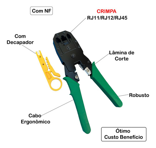 Ferramenta Para Cabo Cat5e Cat6 Rj11 Rj12 Rj45 Crimpar Decap
