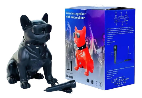 Parlante Portátil Bulldog Usb Mediano Diseño Perro Negro 