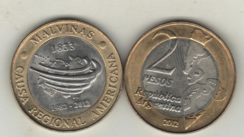 Argentina Moneda Malvinas 2 Pesos Año 2012 - Sin Circular!