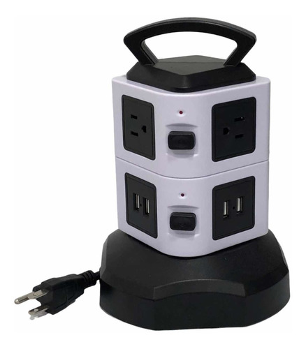 Regleta Multi Enchufe 4 Puertos Usb 6 Tomas 2 Pisos Cable 2m