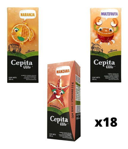 Cepita Del Valle Surtido X18 200ml Zetta Bebidas